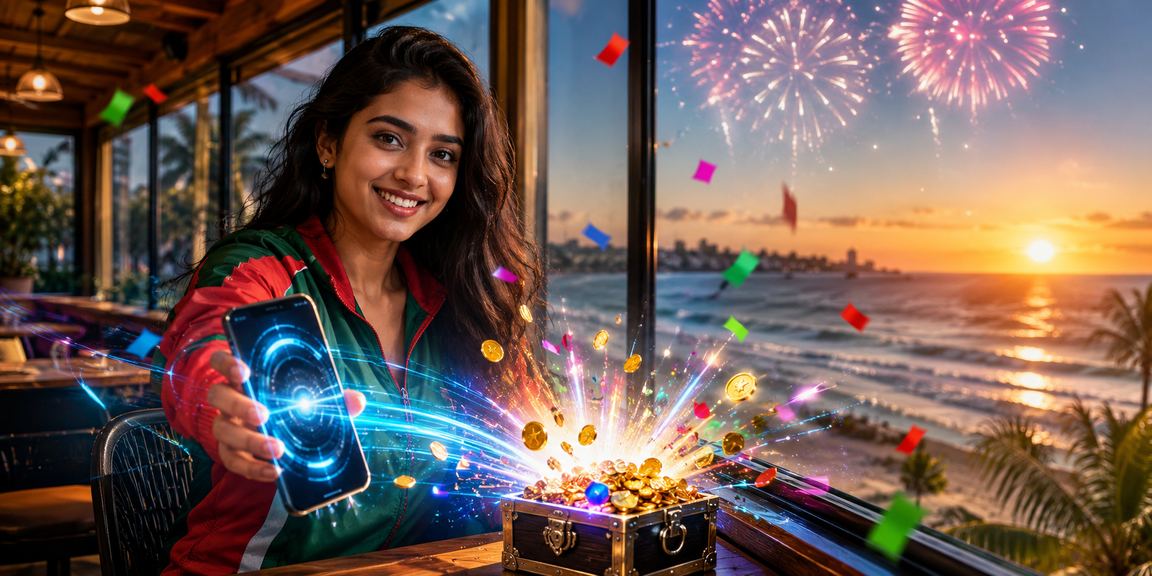 কক্সবাজার সমুদ্র সৈকতে মোবাইলে ক্রিকেট বেটিং উপভোগ করছেন একজন ব্যবহারকারী
